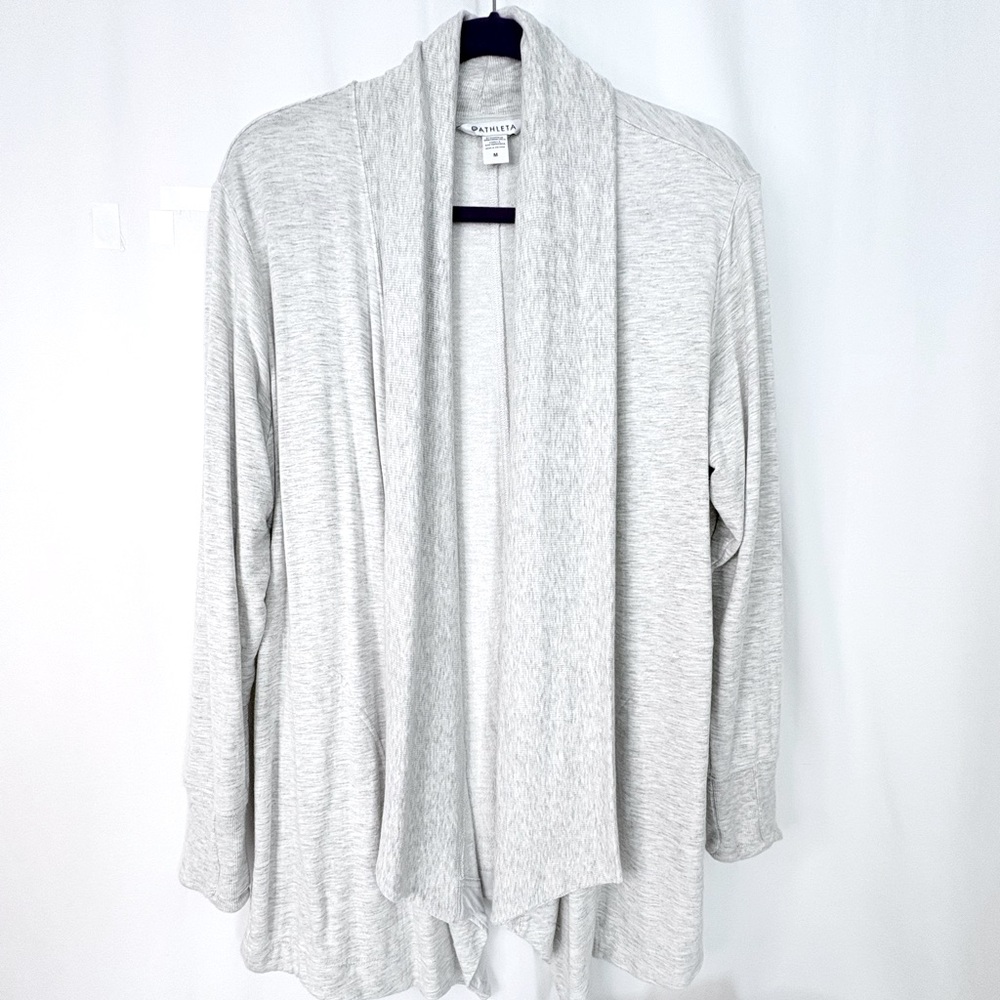 ATHLETA Light Gray Open Front Cardigan Sz M